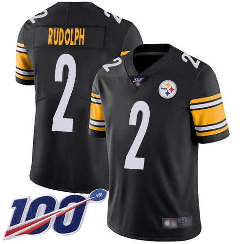 Youth Pittsburgh Steelers Football 2 Limited Black Mason Rudolph Home 100th Season Vapor Untouchable Nike NFL Jersey